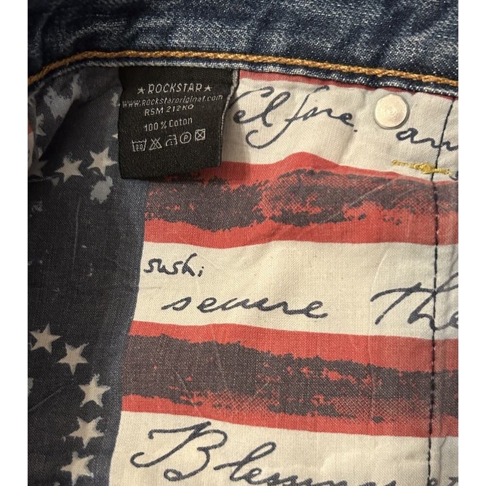 Men’s Straight Patchwork Distressed Blue Jeans - image 4